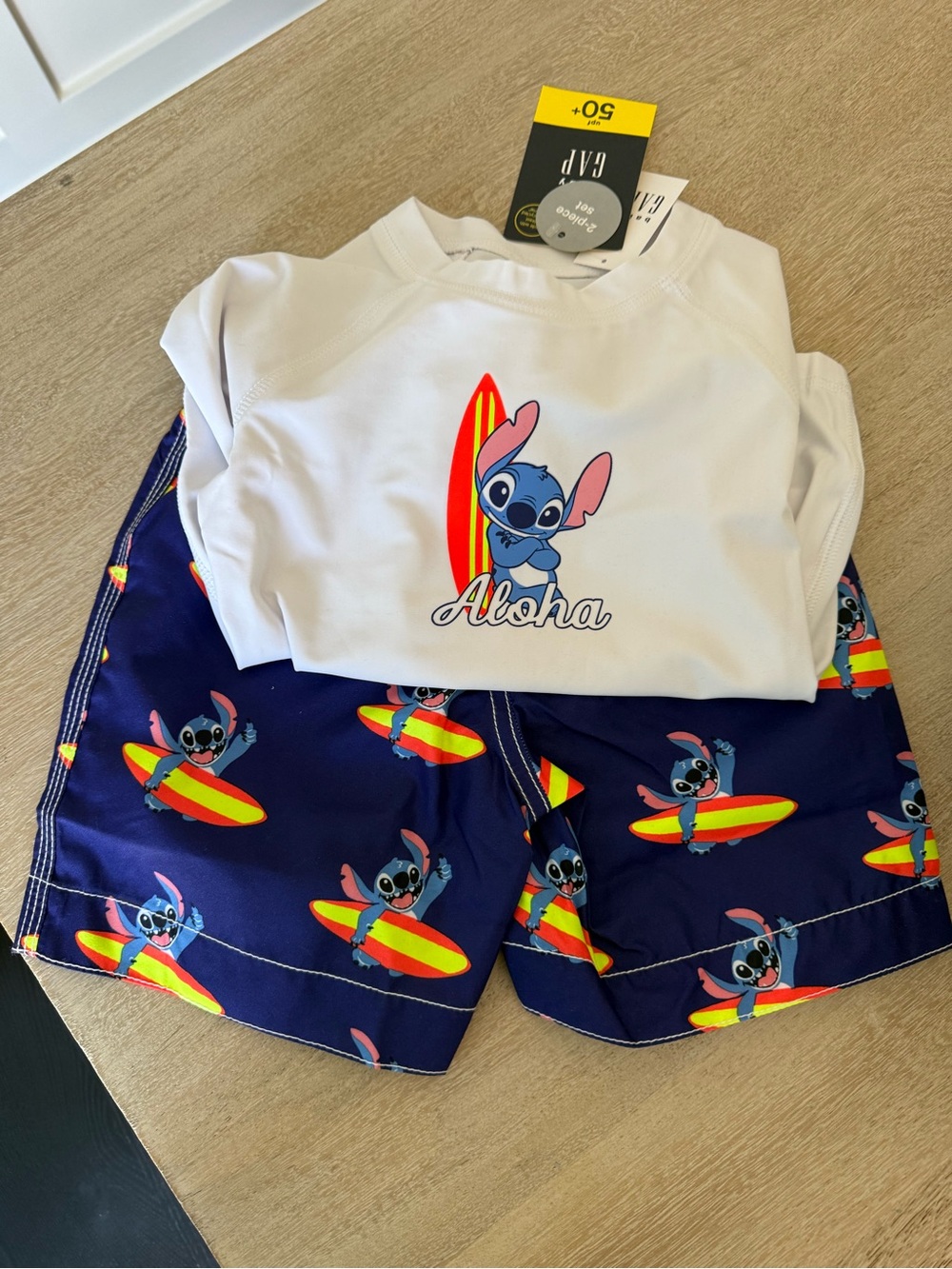 GAP Kids White & Navy Surf Character Rashguard Set